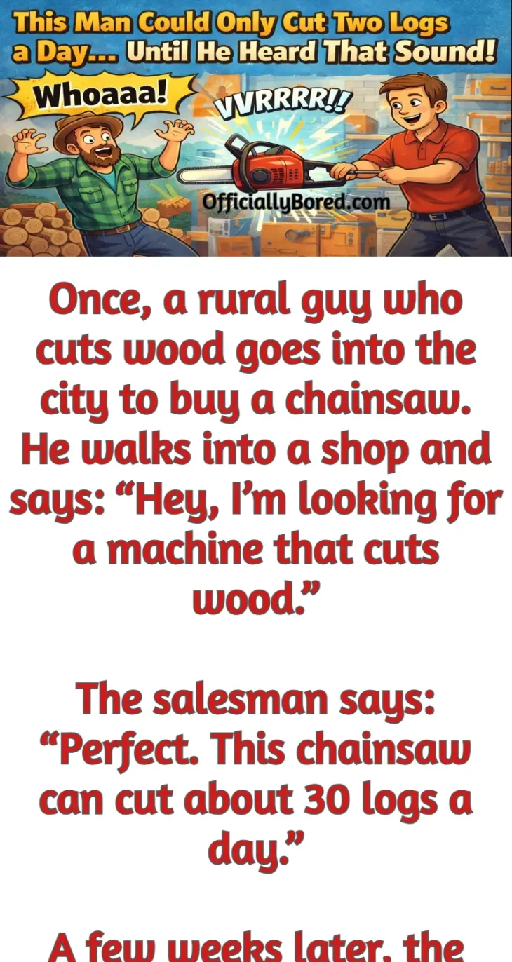 chainsaw electric 2 log a day funny story joke
